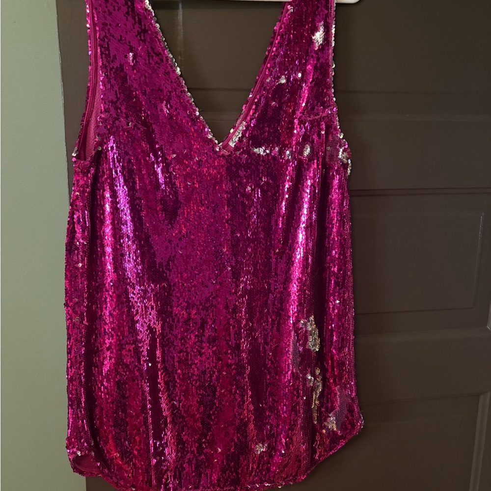 Anthropologie Fuchsia Sequin Mini Dress